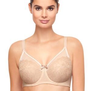 Wacoal 855186 Retro Chic‎ Full Figure Underwire Lace Bra in Toast Size 46DD NEW